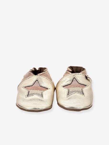 Chaussons cuir souple bébé Star Stripe ROBEEZ© marine+or 