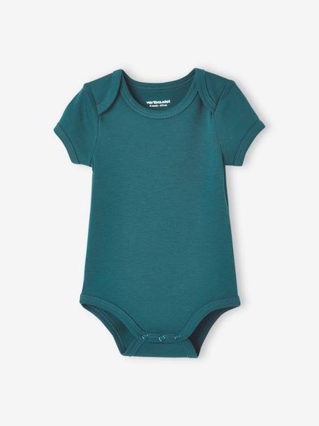 Lot de 7 bodies manches courtes ouverture US bébé BASICS lot bleu 