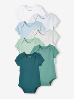 Lot de 7 bodies manches courtes ouverture US bébé BASICS