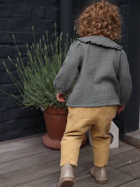 Pantalon en velours côtelé bébé moutarde 