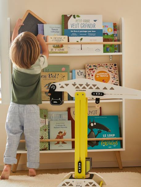 Schmales Kinderzimmer Bücherregal „Confetti“ weiss/natur 