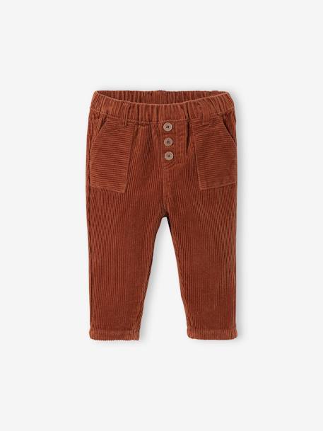 Pantalon bébé velours côtelé anthracite+marron 