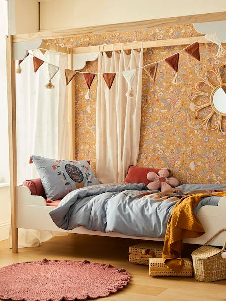 Kinderzimmer Wimpelkette, gestrickt beige/mehrfarbig 