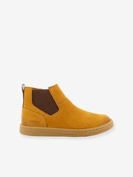 Boots cuir enfant Tackbo KICKERS® caramel+marine 