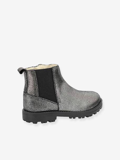Boots cuir fille Groofit KICKERS® gris+noir 