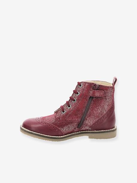 Bottillons cuir fille Tyrol KICKERS® bordeaux+noir 