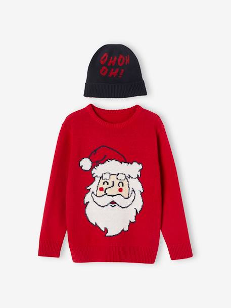 Jungen Geschenk-Set: Pullover & Mütze, Weihnachten rot 