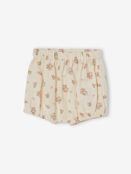 Baby-Set: Musselinkleid & Shorts beige bedruckt 