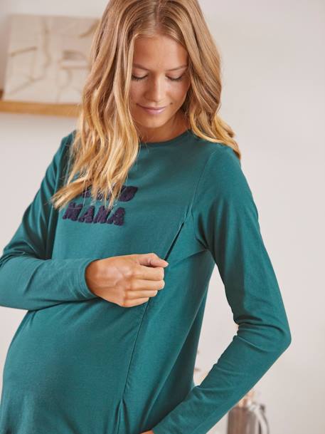 Bio-Kollektion: Shirt mit Schriftzug, Schwangerschaft & Stillzeit grün 