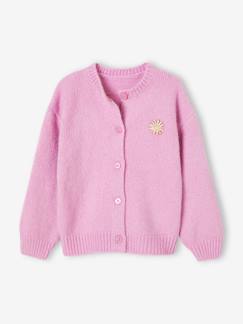 Mädchen-Pullover, Strickjacke, Sweatshirt-Strickjacke-Lockerer Mädchen Cardigan, Blumen-Applikation
