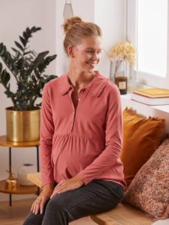 Vêtements de grossesse-Collection allaitement-T-shirt blouse col volanté grossesse et allaitement