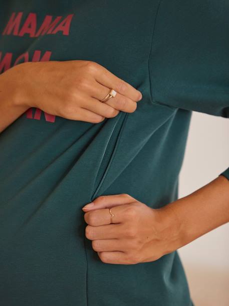 Sweatshirt für Schwangerschaft und Stillzeit, Schriftzug tanne+TINTENBLAU 