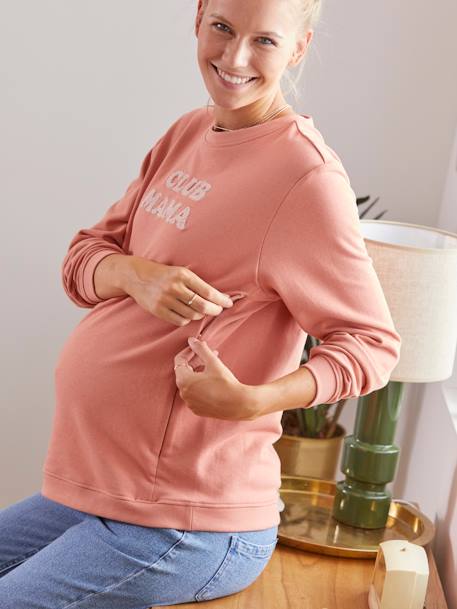 Sweatshirt für Schwangerschaft und Stillzeit beige meliert 