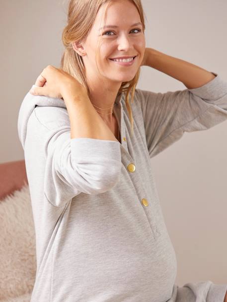 Sweatkleid für Schwangerschaft & Stillzeit grau meliert 