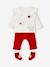Weihnachtliches Baby-Set: Sweatshirt, Hose & Socken weiss/rot 