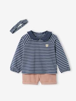 Baby-Set: Samt-Shorts, Shirt & Haarband