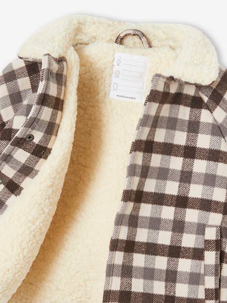 Manteau en drap de laine bébé carreaux anthracite 
