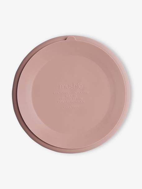 Assiette compartimentée MUSHIE en silicone beige+gris+rose 