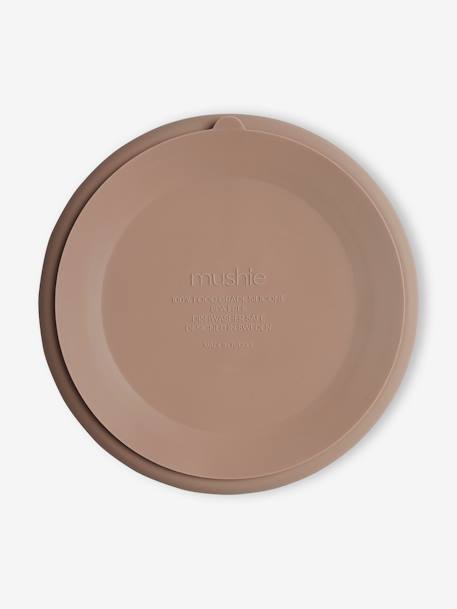 Assiette compartimentée MUSHIE en silicone beige+gris+rose 