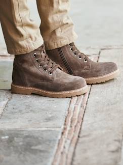 Chaussures-Bottines cuir garçon lacées et zippées