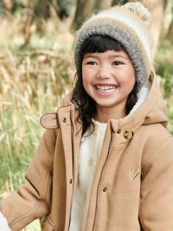 Fille-Manteau, veste-Manteau, parka, blouson-Manteau à capuche fille drap de laine doublé sherpa
