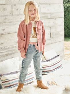 Mädchen-Jeans-Mädchen Jeans mit Stoffgürtel, Mom-Fit