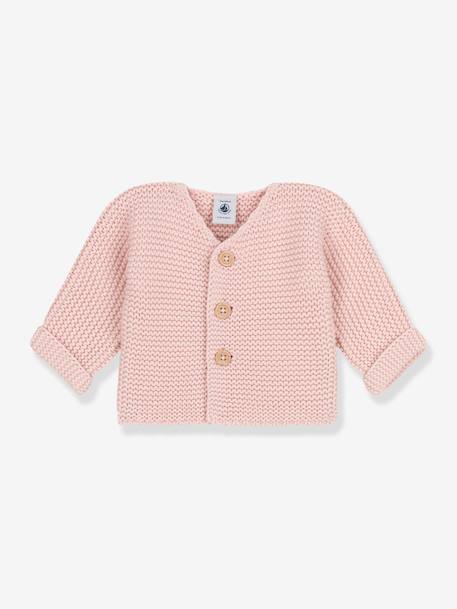 Cardigan bébé tricot point mousse en coton bio PETIT BATEAU rose 