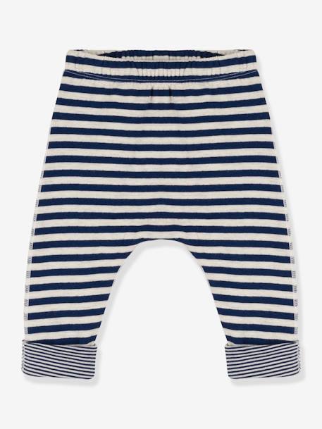 Pantalon bébé rayé en tubique - PETIT BATEAU bleu 