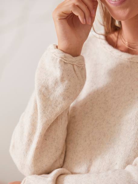 Pullover mit Seitenschlitzen, Schwangerschaft & Stillzeit grau meliert 