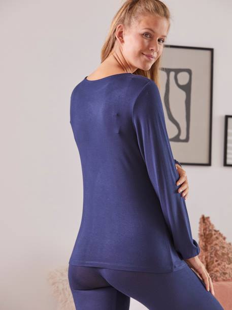 Schlafanzug für Schwangerschaft & Stillzeit dunkelblau 