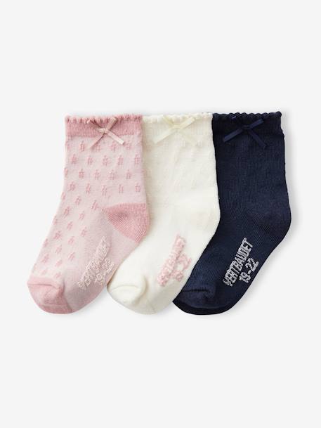 3er-Pack Mädchen Baby Socken, Ajourstrick ecru 