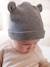 Baby Mütze mit Ohren hellgrau meliert 