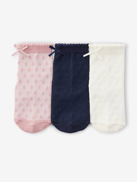 3er-Pack Mädchen Baby Socken, Ajourstrick ecru 