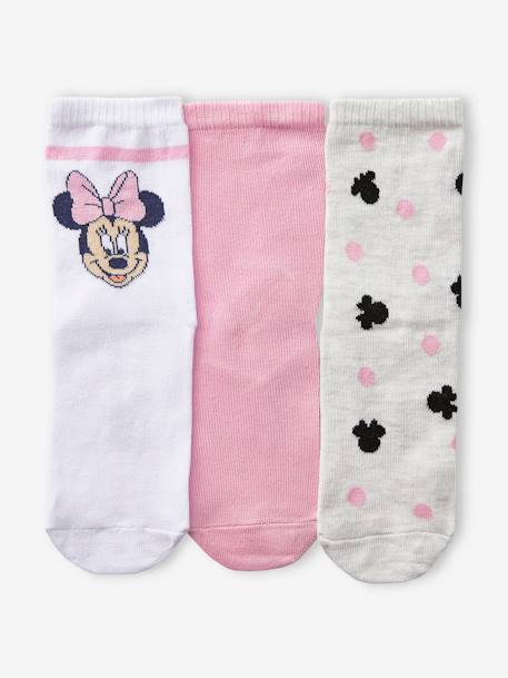 3er-Pack Mädchen Socken Disney MINNIE MAUS rosa+weiss+grau 
