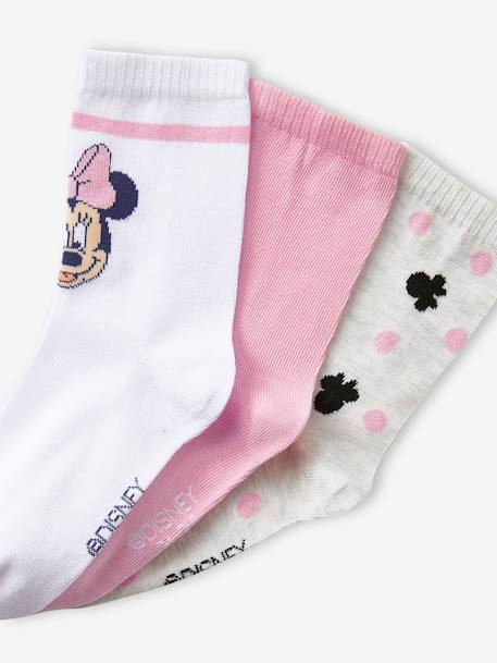 3er-Pack Mädchen Socken Disney MINNIE MAUS rosa+weiss+grau 