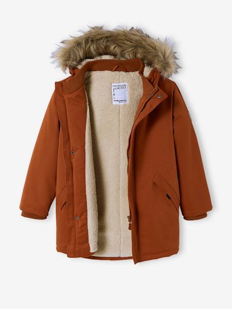 Parka à capuche doublée sherpa garçon navy+NOISETTE+VERT DE GRIS 