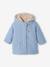 Manteau en drap de laine bébé doublé de fausse fourrure bleu ciel 