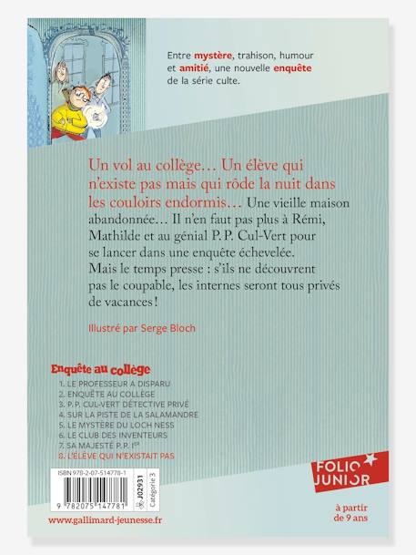 Französisches Kinderbuch „L'élève qui n'existait pas - Enquête au collège“ Band 8 GALLIMARD JEUNESSE blau 