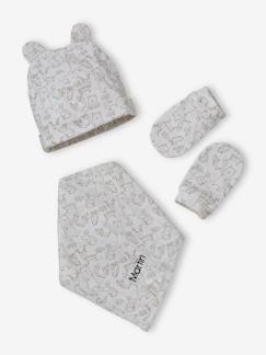 Les articles personnalisables-Bébé-Accessoires-Ensemble bonnet + moufles + foulard + sac bébé imprimé personnalisable