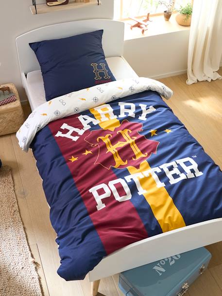 Parure fourre de duvet + taie d'oreiller enfant Harry Potter® bleu imprimé 
