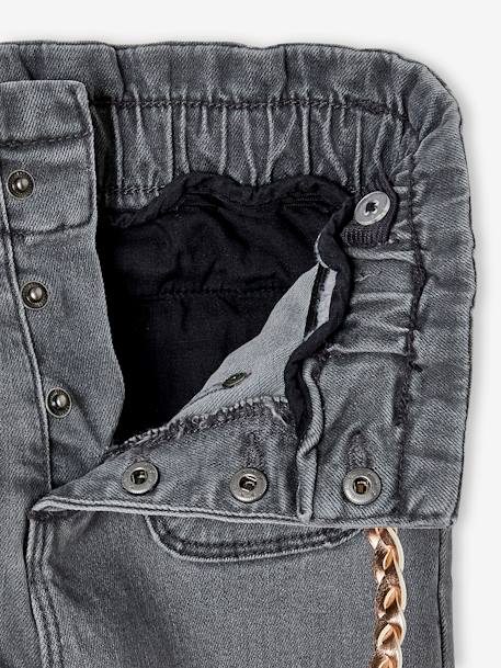 Mädchen Paperbag-Jeans mit Flechtgürtel grau 