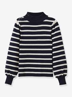 Fille-Pull, gilet, sweat-Pull-Pull marin fille CYRILLUS laine et coton