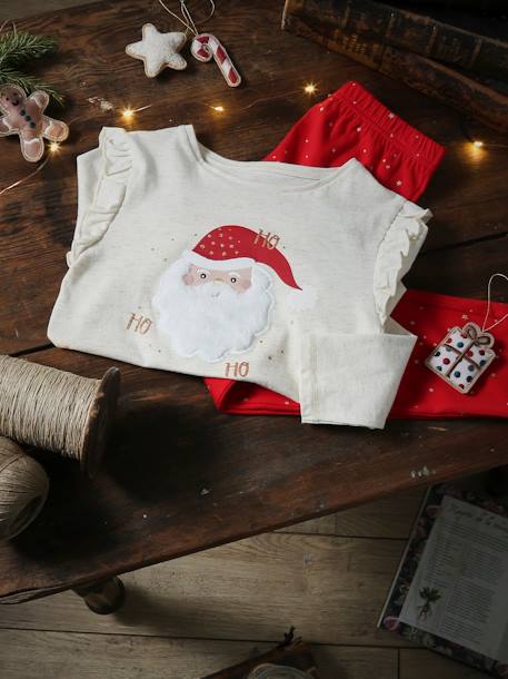 Mädchen Weihnachts-Geschenkbox: Schlafanzug & Socken weiss/rot/blau 