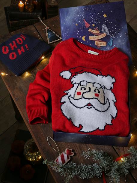 Jungen Geschenk-Set: Pullover & Mütze, Weihnachten rot 