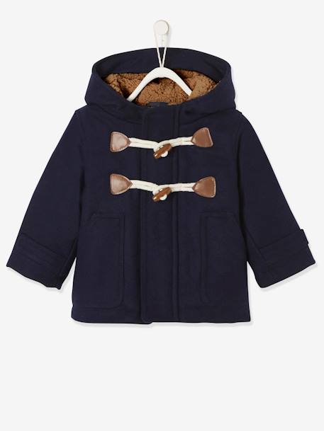 Manteau duffle-coat bébé avec capuche encre+gris chine 