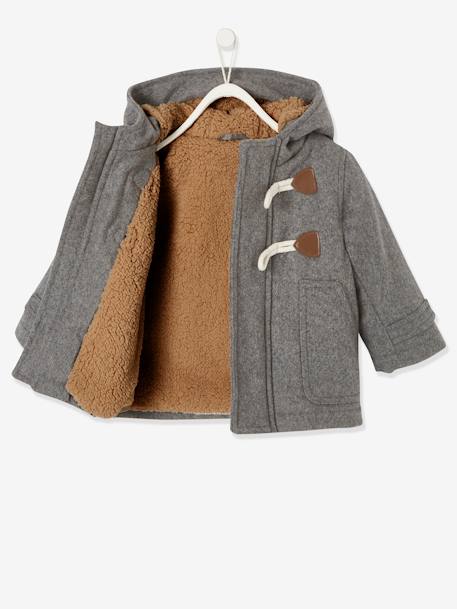 Manteau duffle-coat bébé avec capuche encre+gris chine 