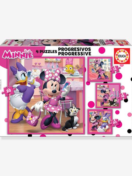 4er-Set Kinder Puzzles „Disney MINNIE MAUS“ EDUCA, 15-25 Teile rosa 