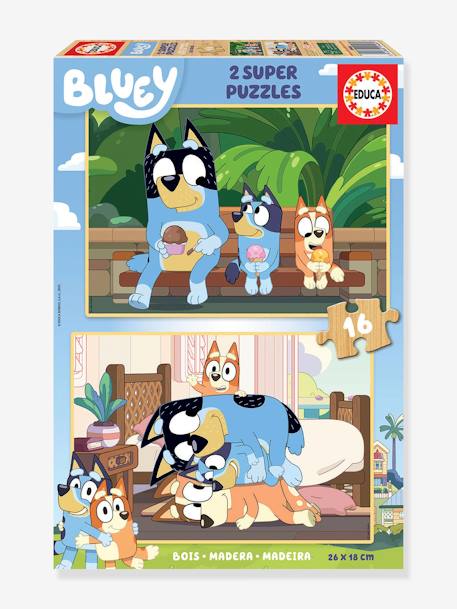 2er-Set Kinder Holz-Puzzles „Bluey“ EDUCA, 16 Teile blau 