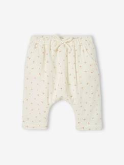 -Pantalon sarouel en gaze de coton bébé doublé