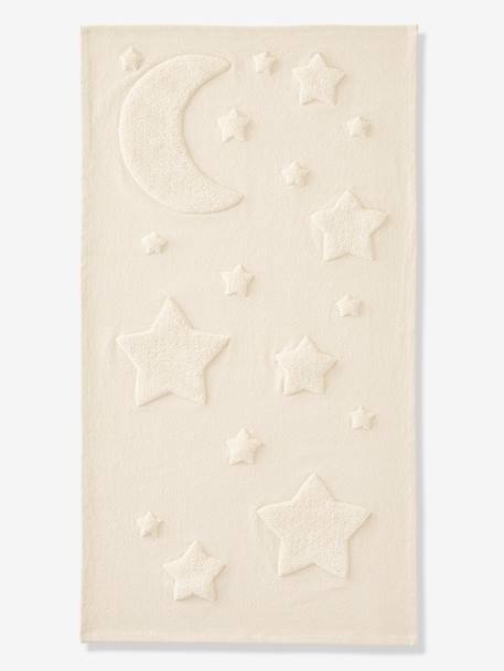 Tapis rectangle relief lune et étoiles beige 